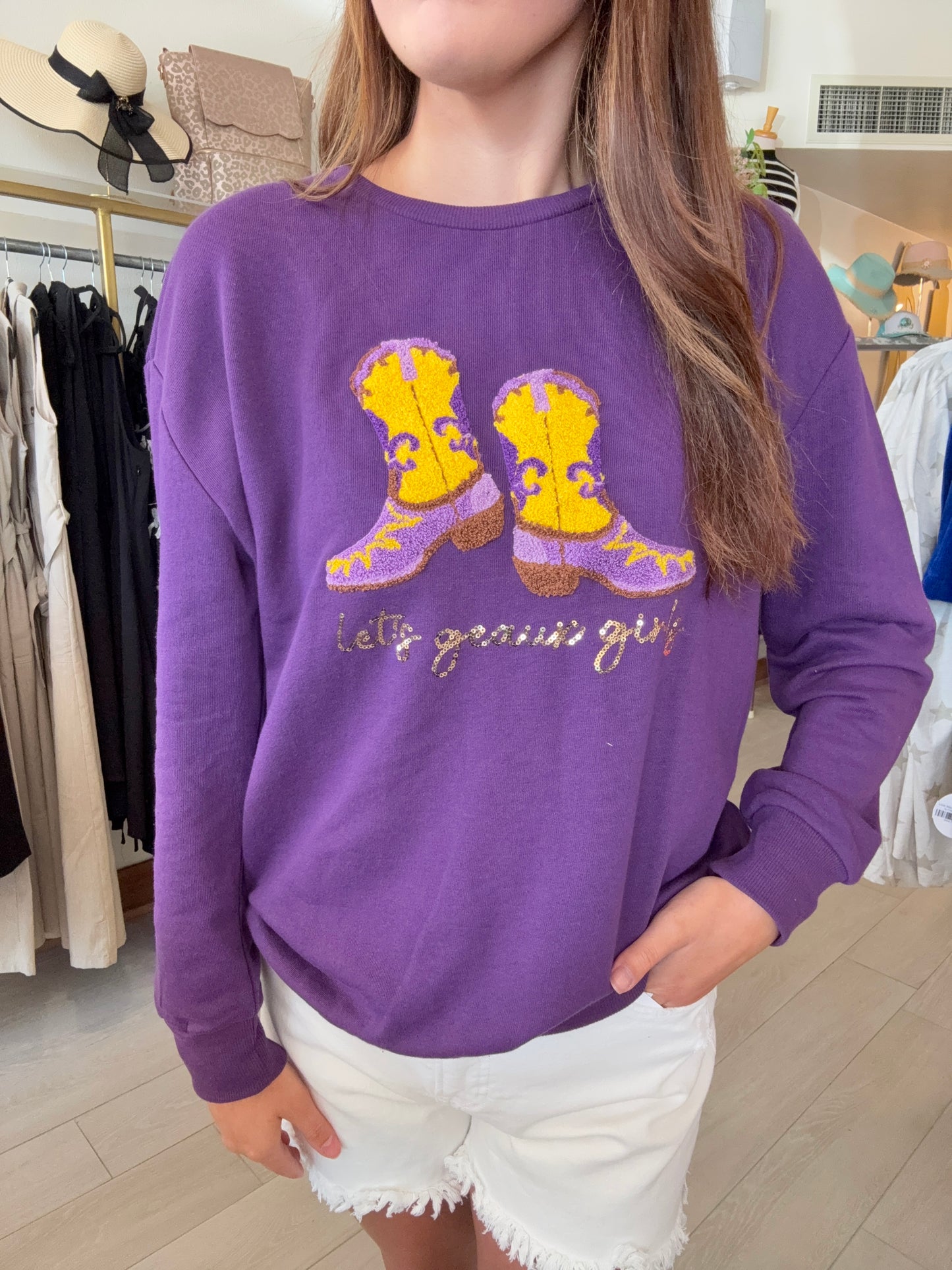 Let's Geaux Girls Sequin Sweatshirt
