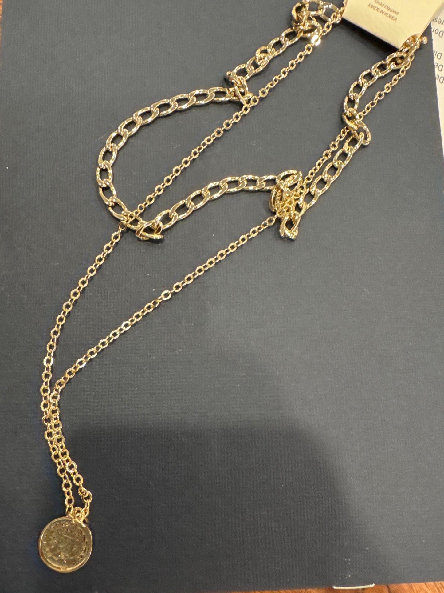 Double Gold Necklace Coin
