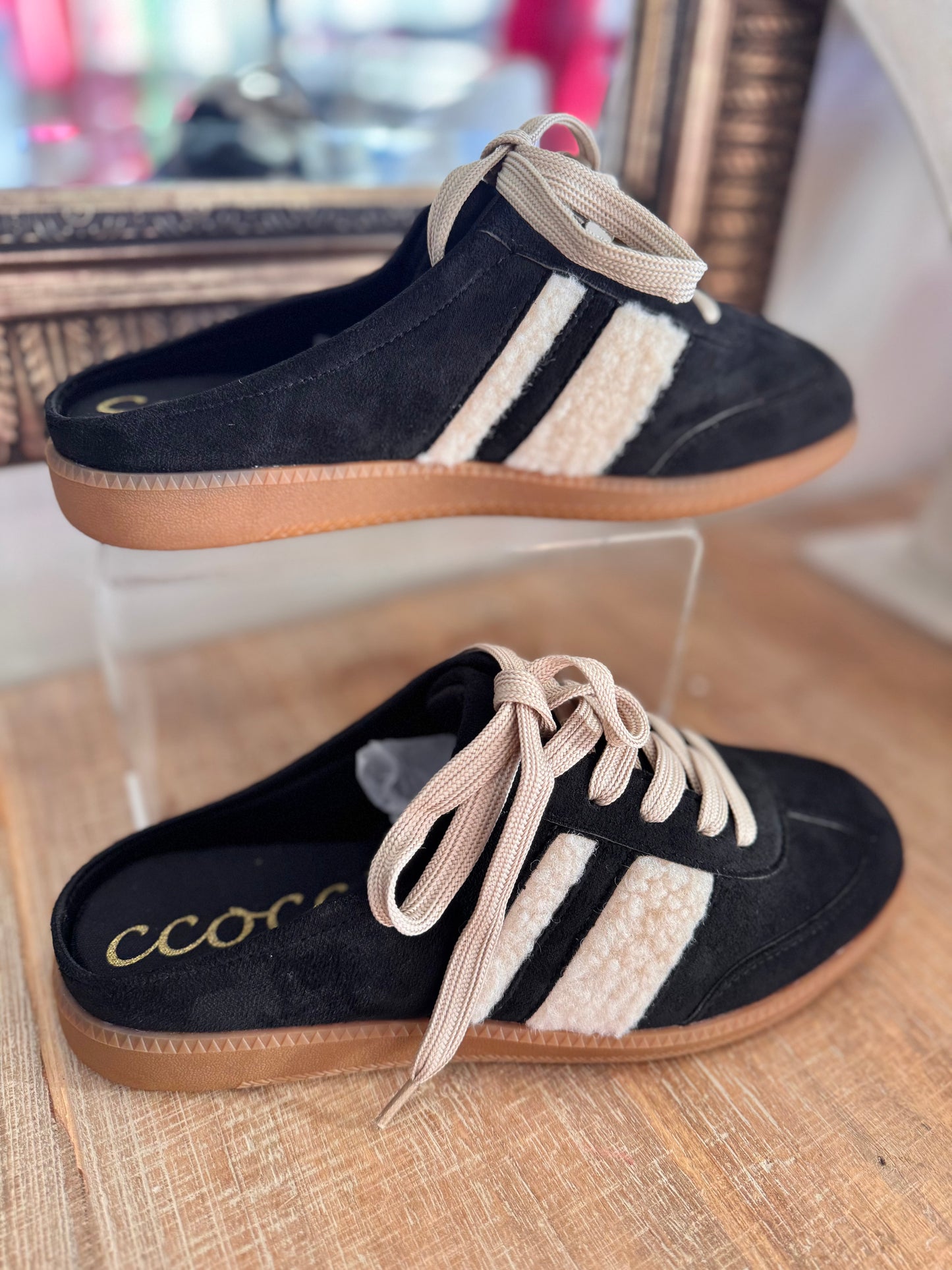 Shearling Stripe Mules