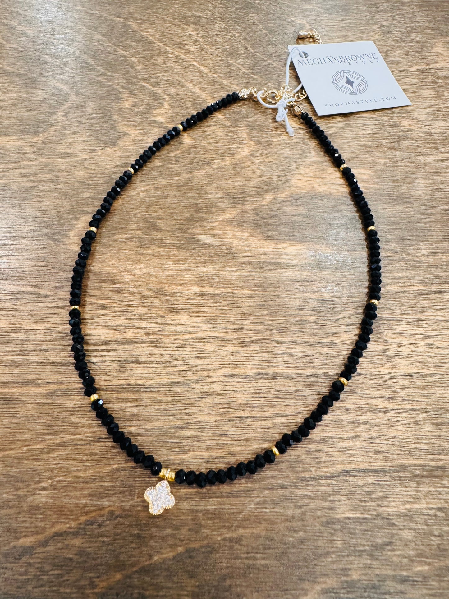 Midnight Spark Clover Necklace