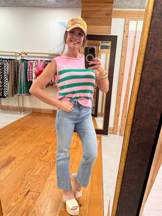 Pink Palm Social Sweater Tank