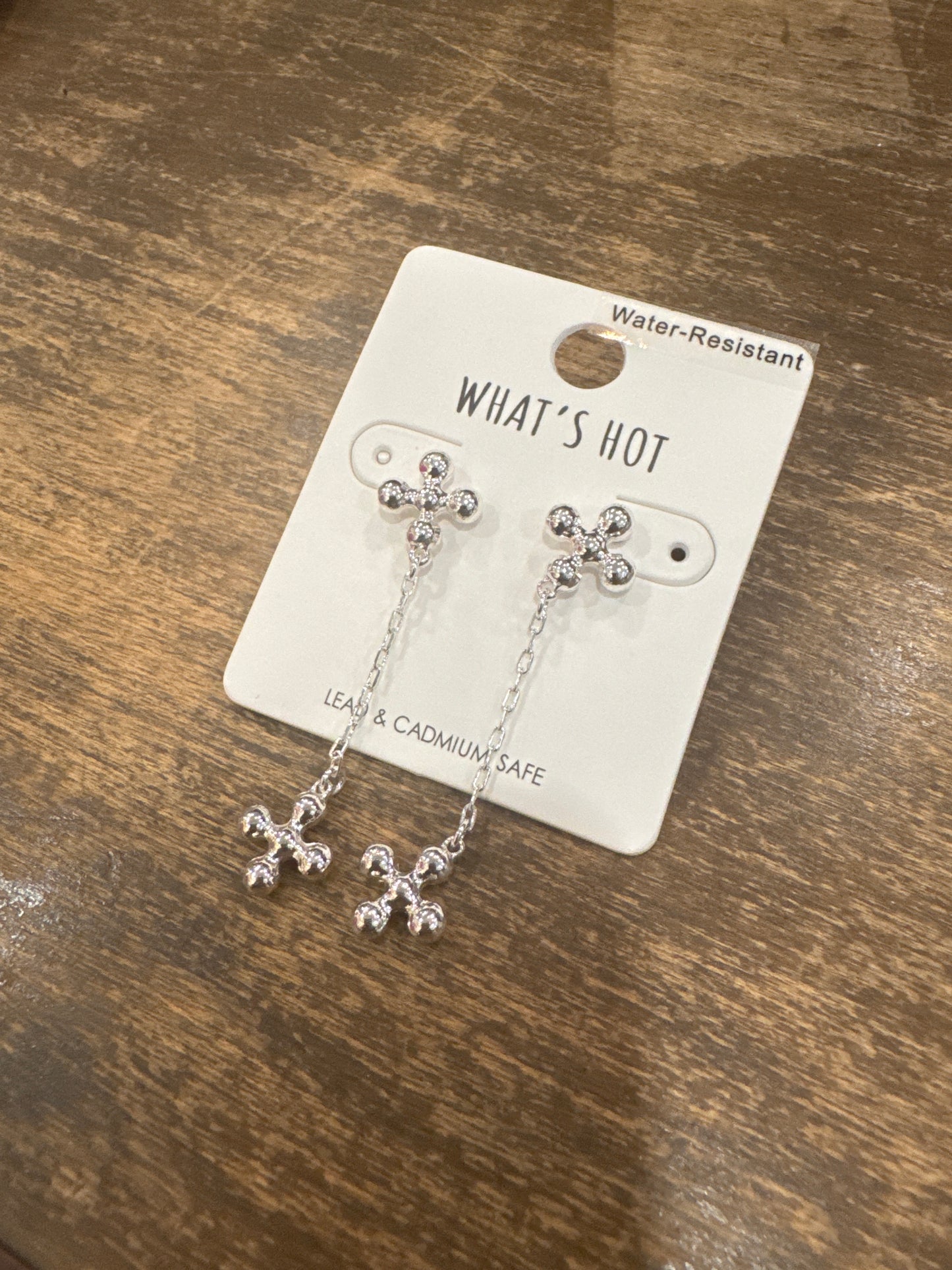 Cross Chain Drop Earrings
