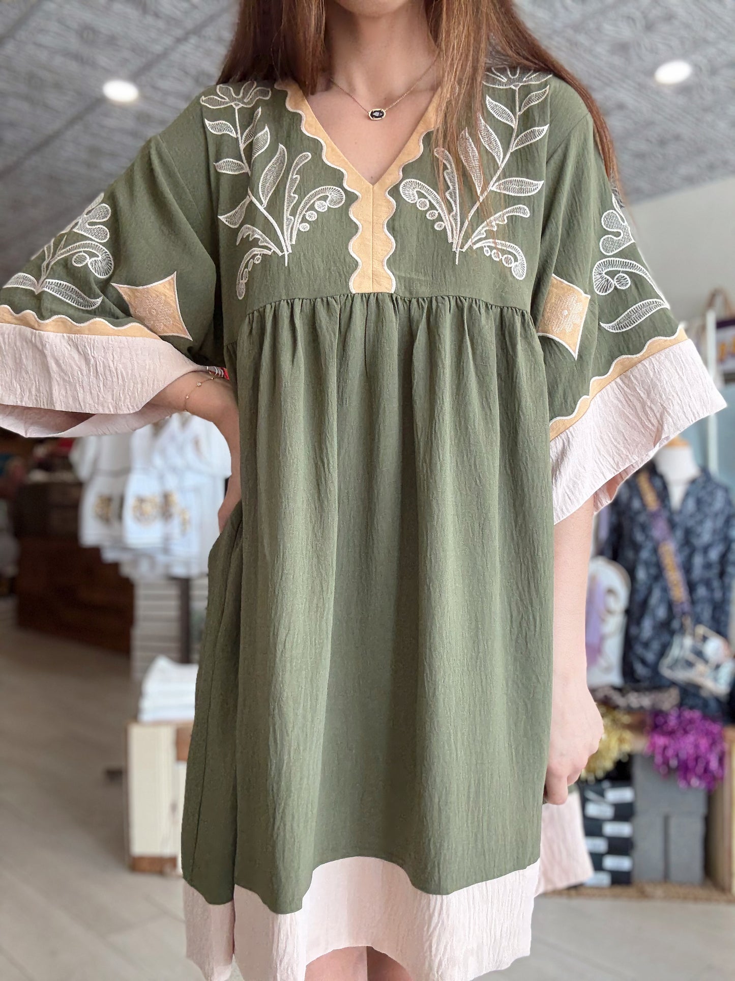 Olive Blossom Dress