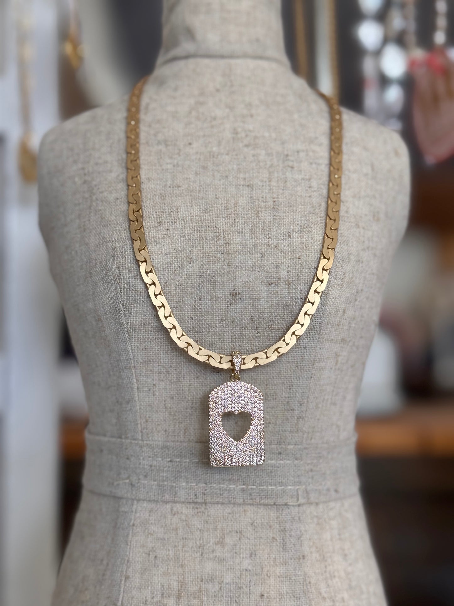 Gold Heart Cutout Necklace