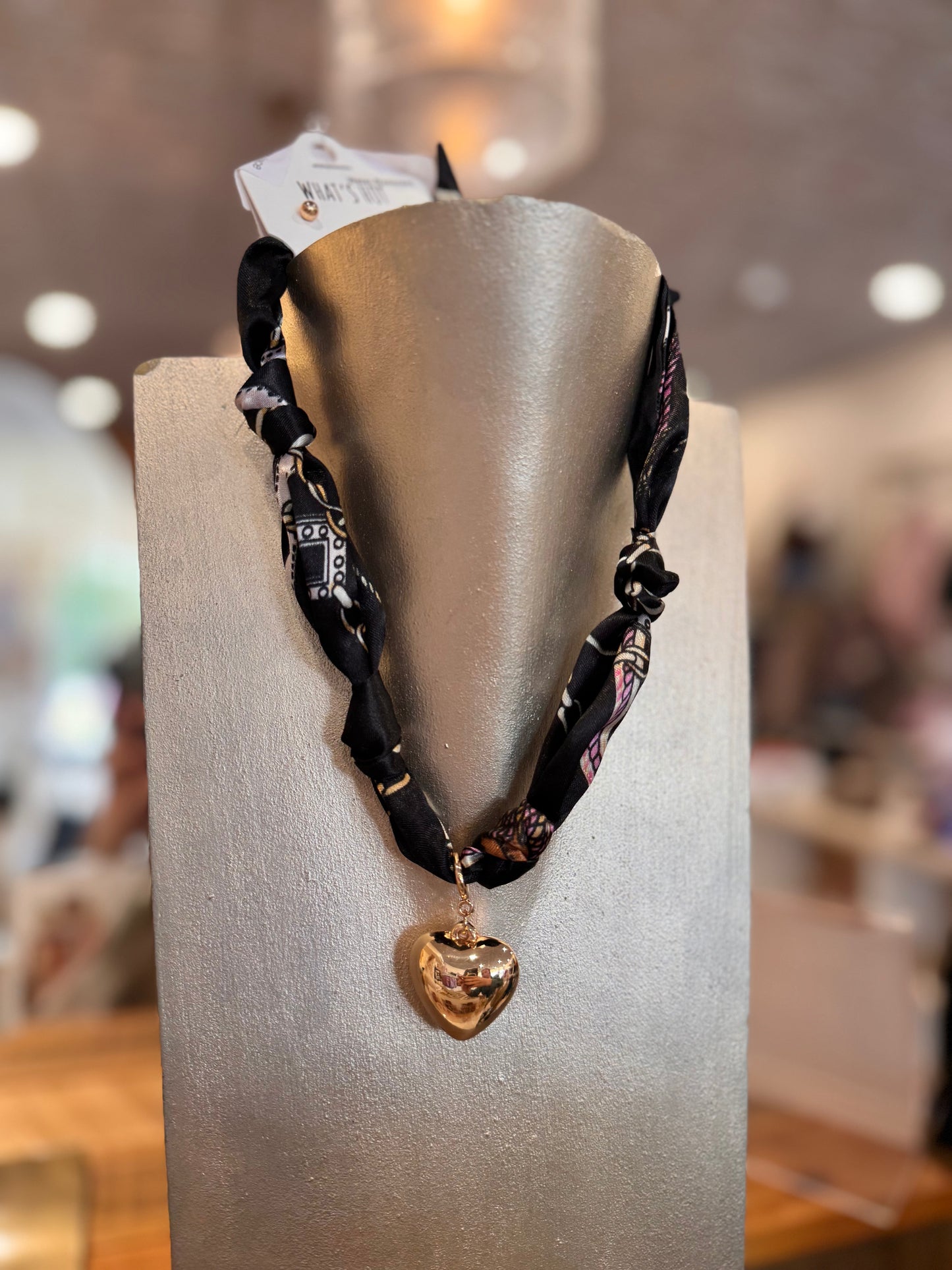 Black with heart scarf necklace