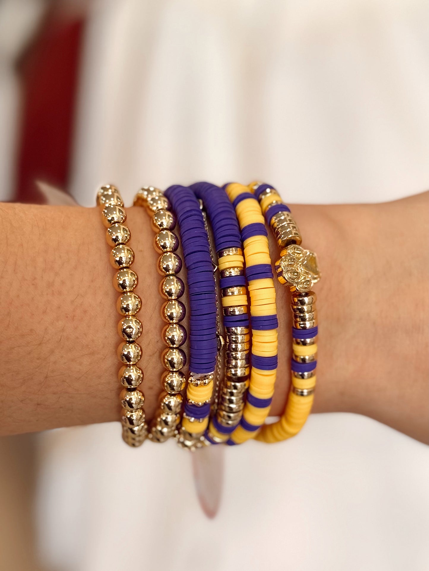 Paw Print Bead Bracelet Stack