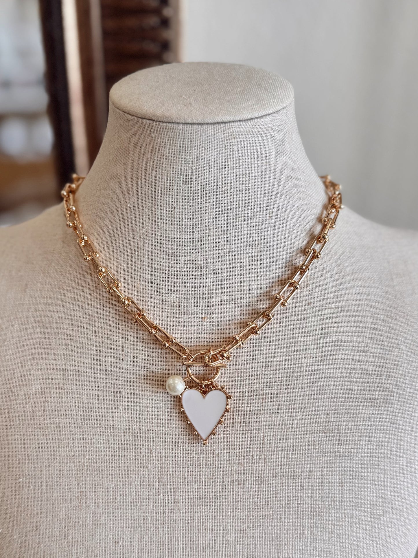 White Heart Charm Necklace