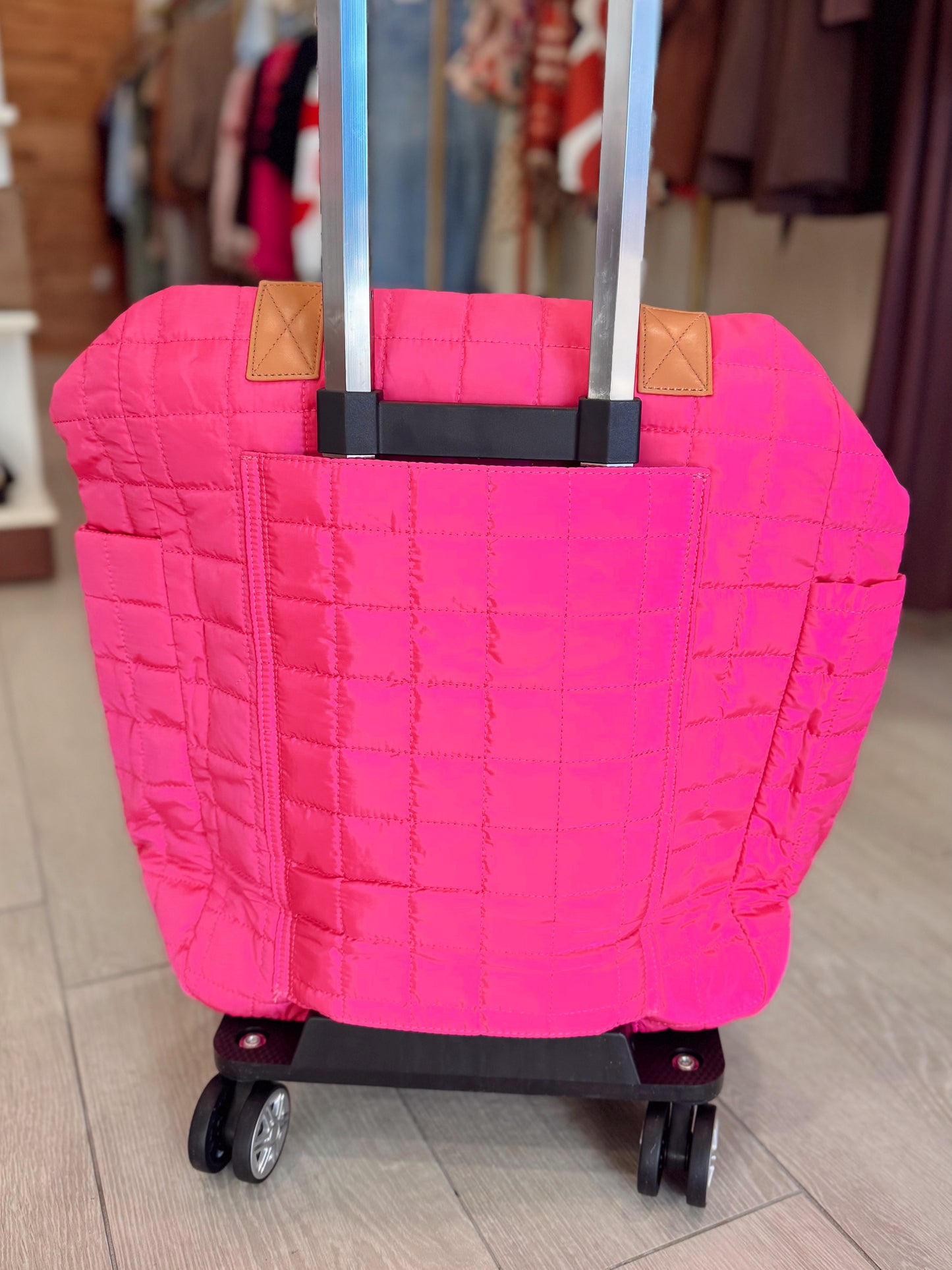 Tenley Quilted Roller Bag - Hot Pink