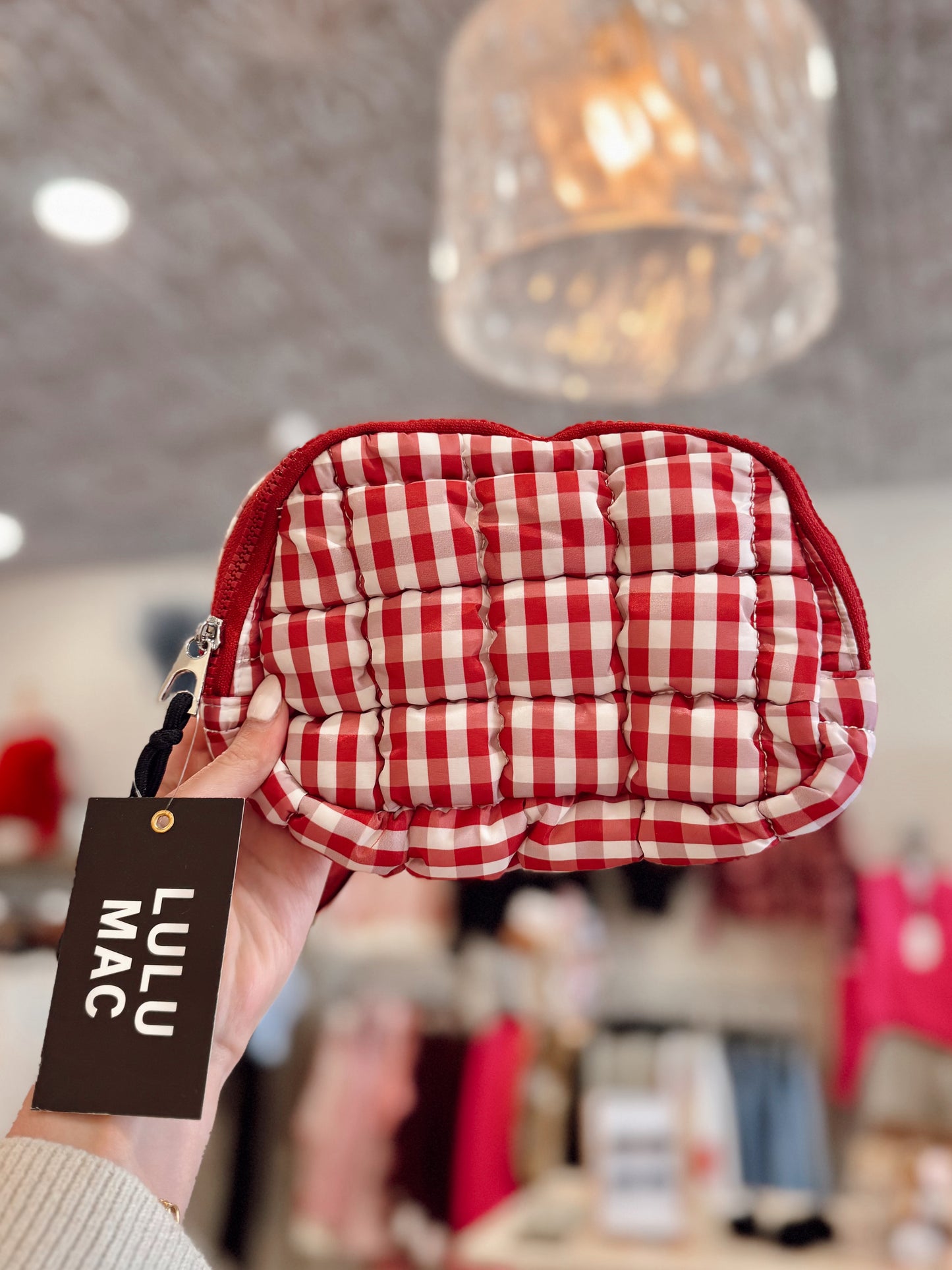 Gingham Puffer Quilted Belt Bag