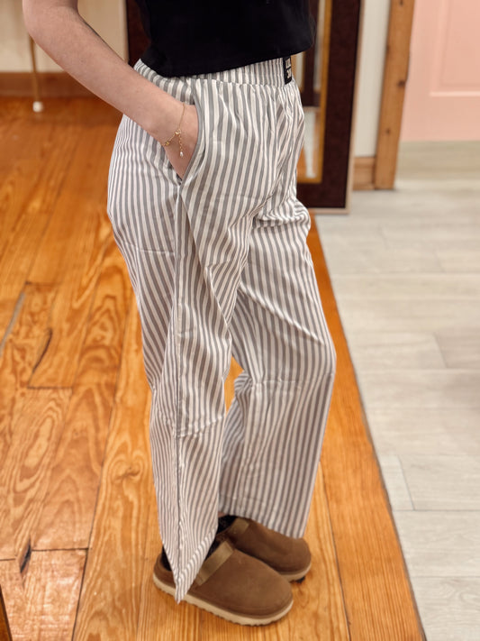 LULU MAC Grey Stripe Pants