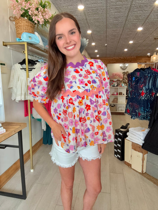 Pretty in Trim Babydoll top