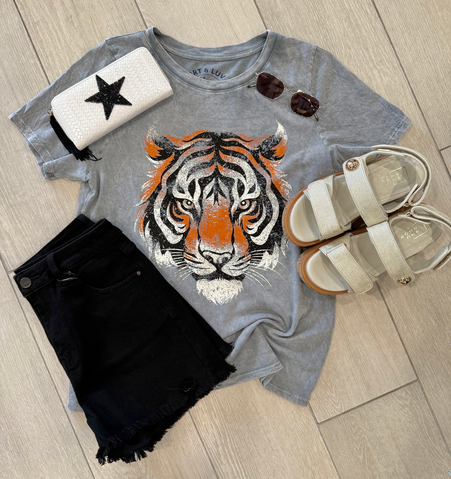 Slate Grey Tiger Graphic Tee