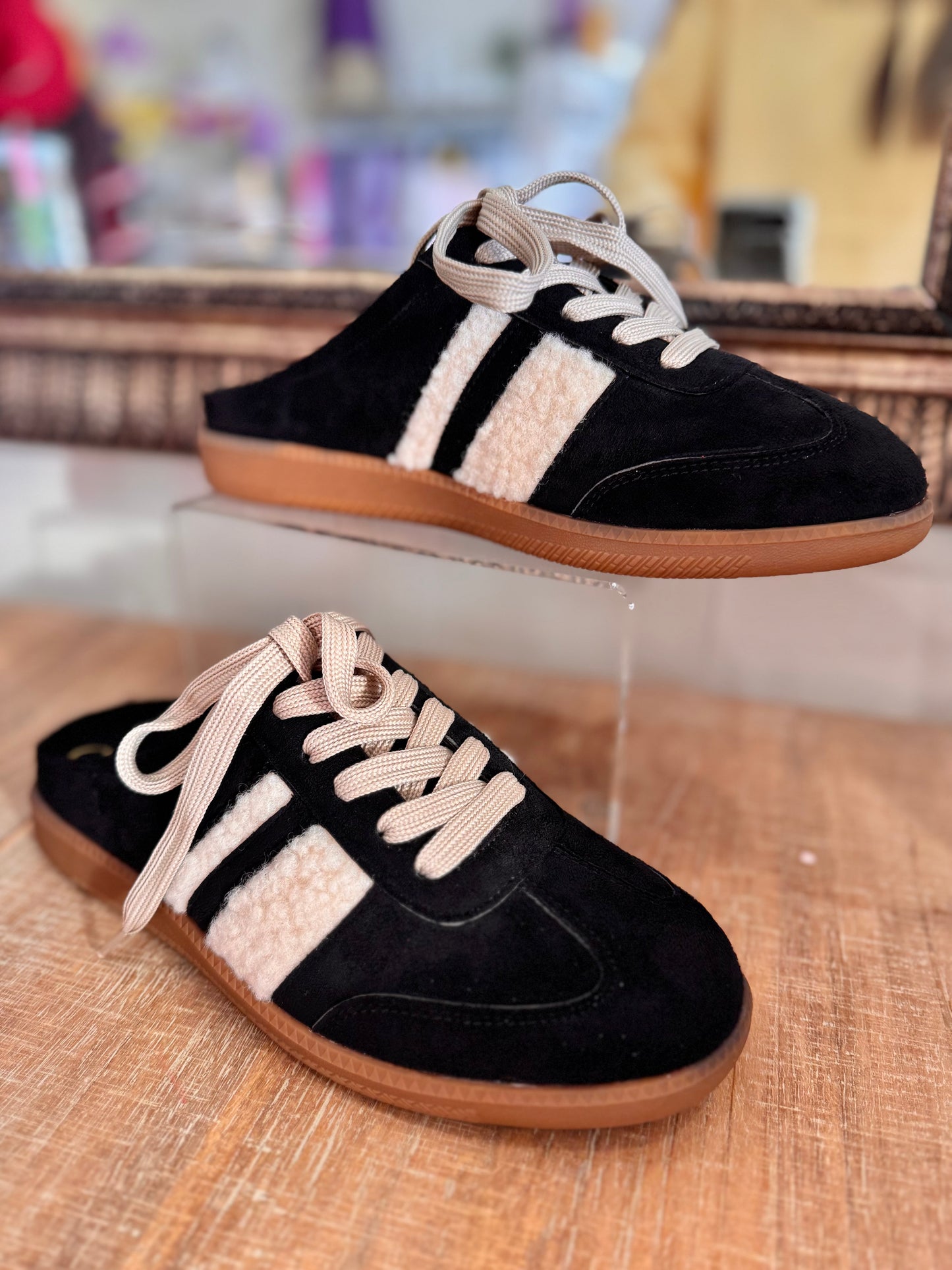 Shearling Stripe Mules