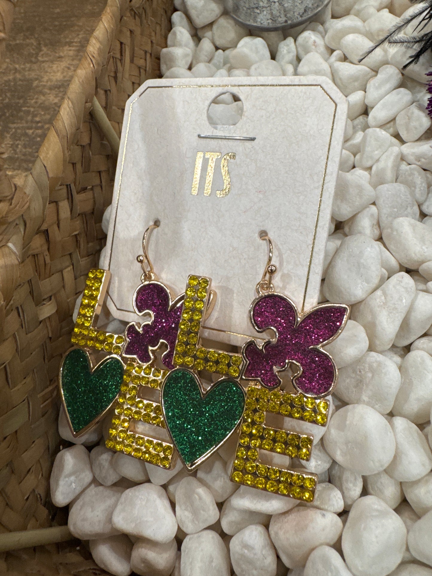 Mardi Gras Love Earrings