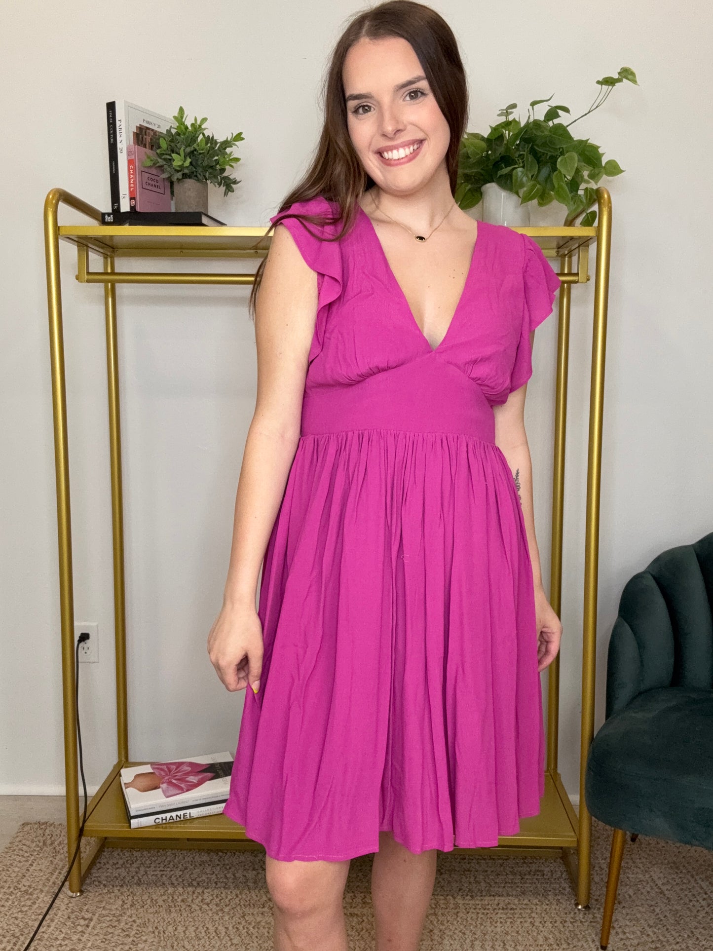 Purple Bougainvillier Ladies Woven Dress