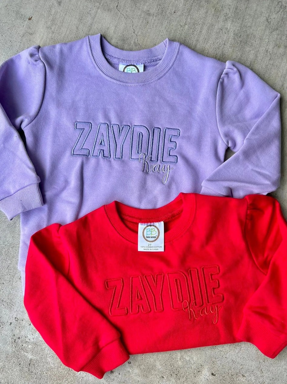 PRE ORDER: Double Name Embroidered Crewneck