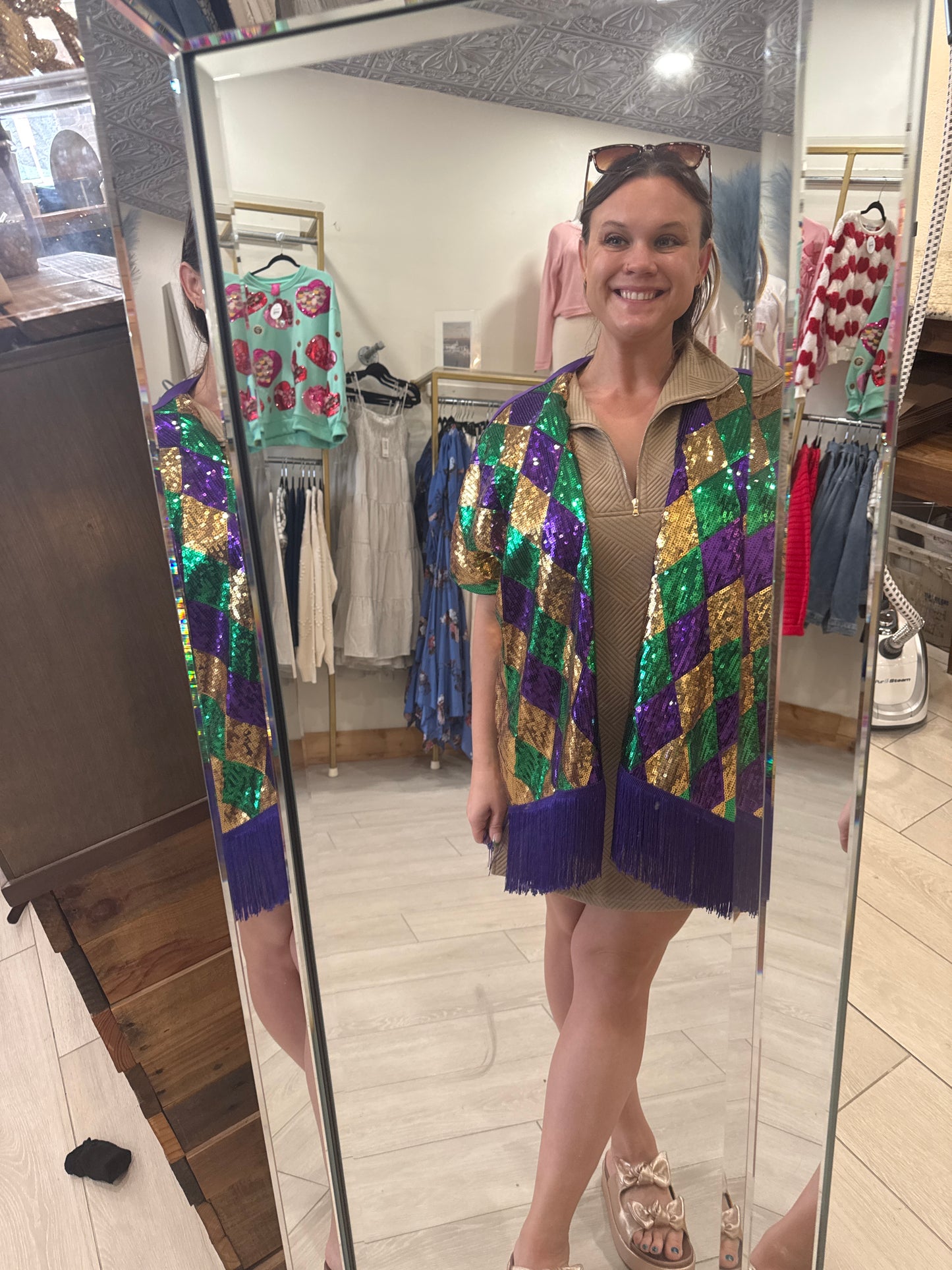 Mardi Gras Fringe Kimono