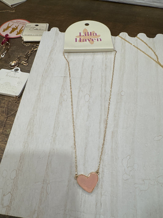 Peach Heart Necklace