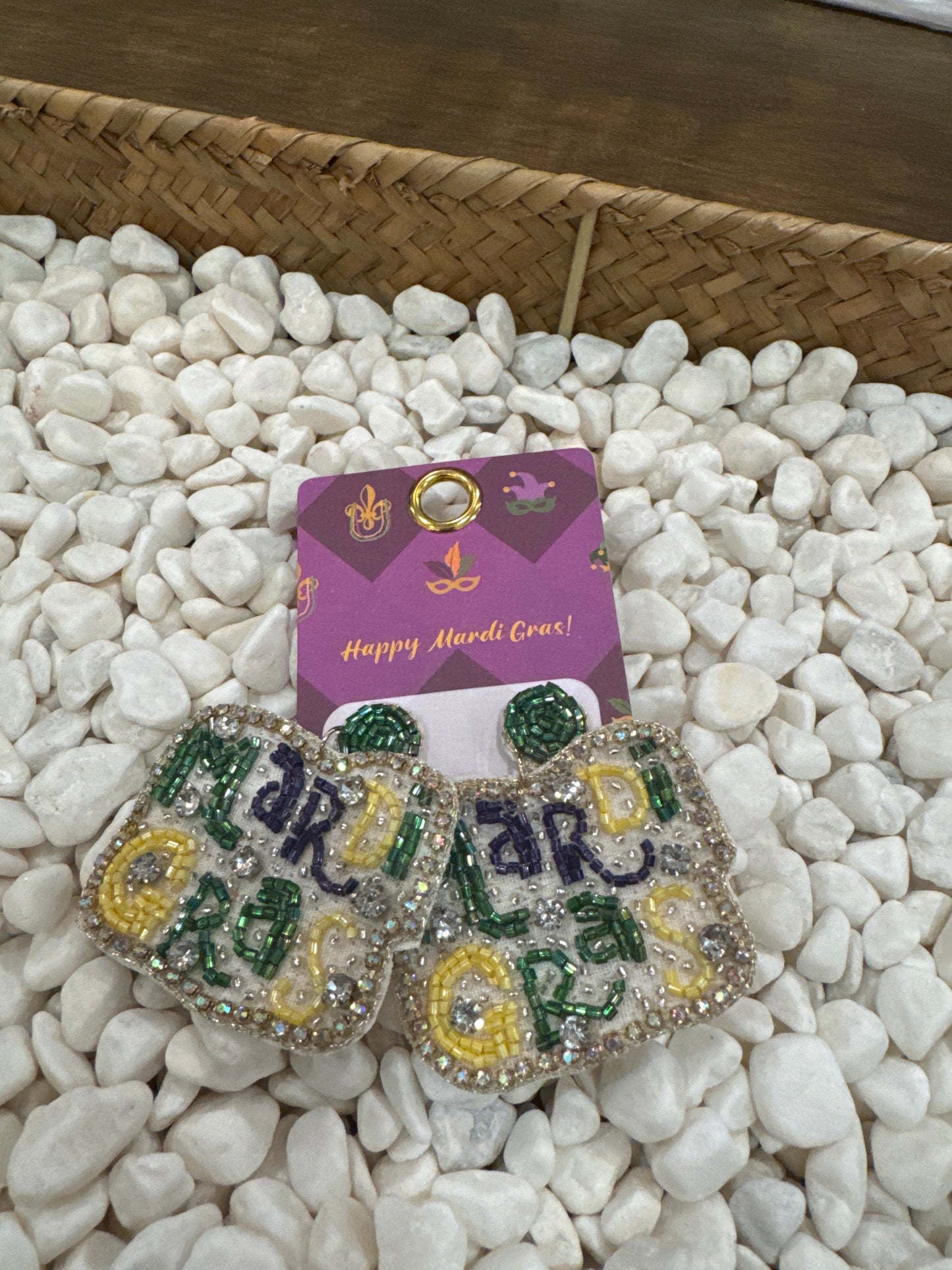 Mardi Gras Beaded Earrings