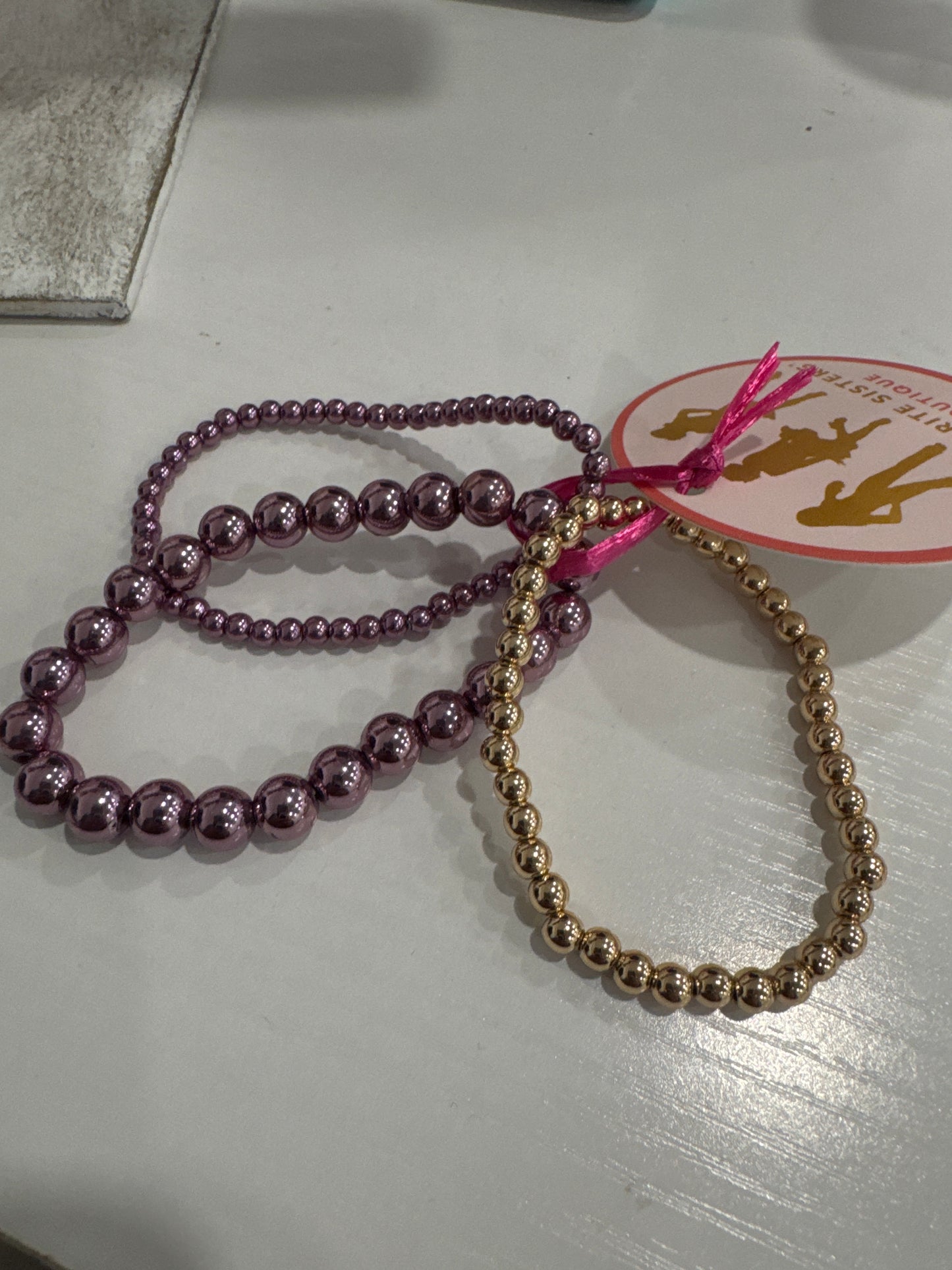 Purple and Gold Stretch Bracelet