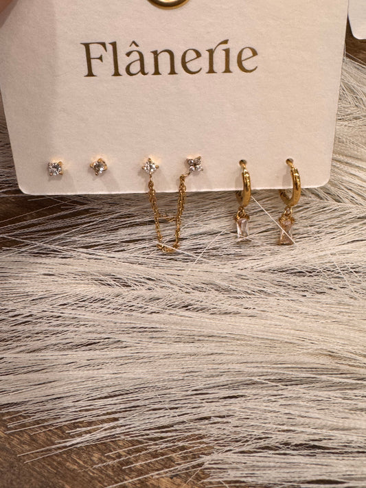 Golden Glimmer Earring Set