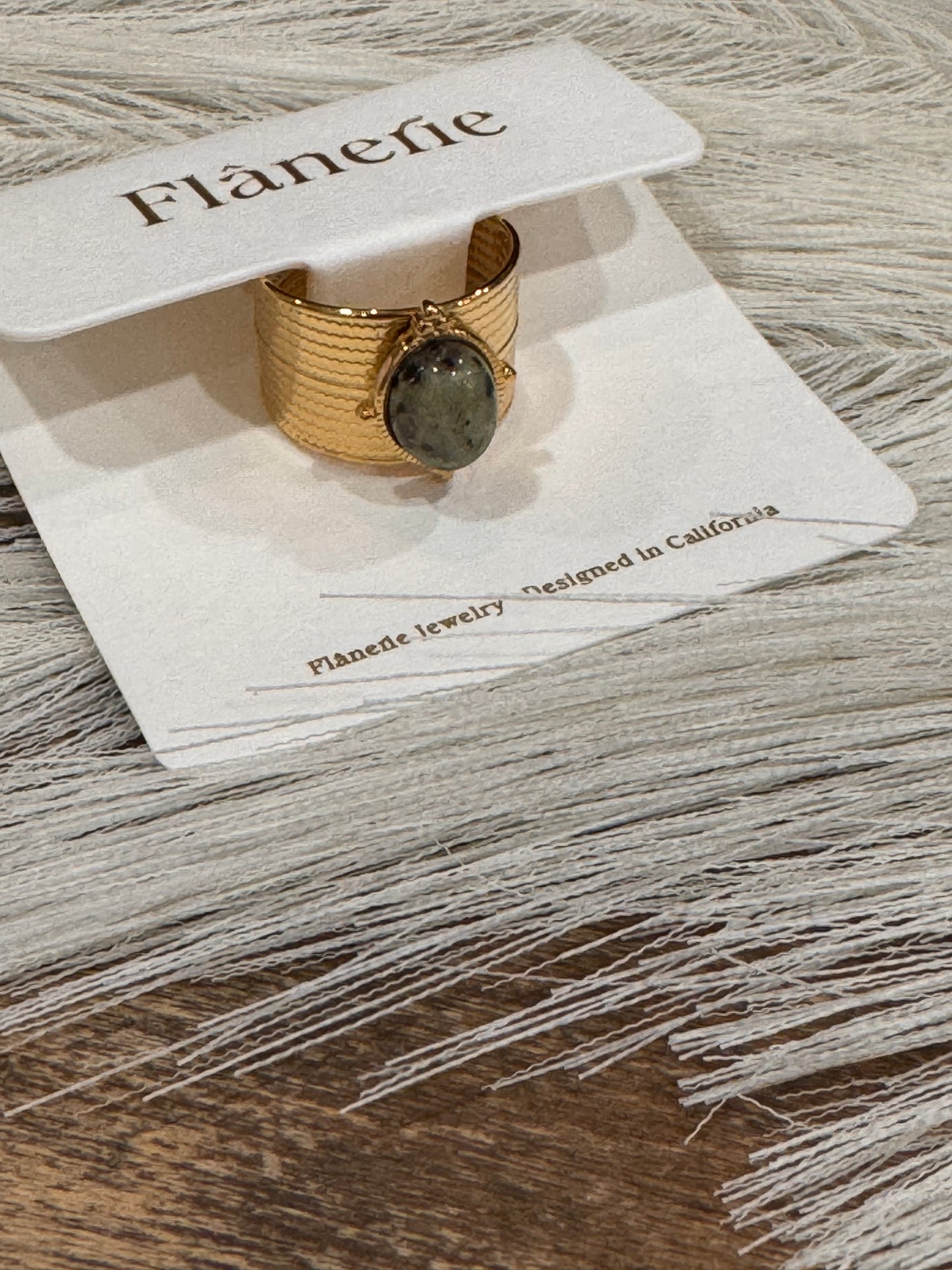 Heirloom Stone Cuff Ring Adjustable