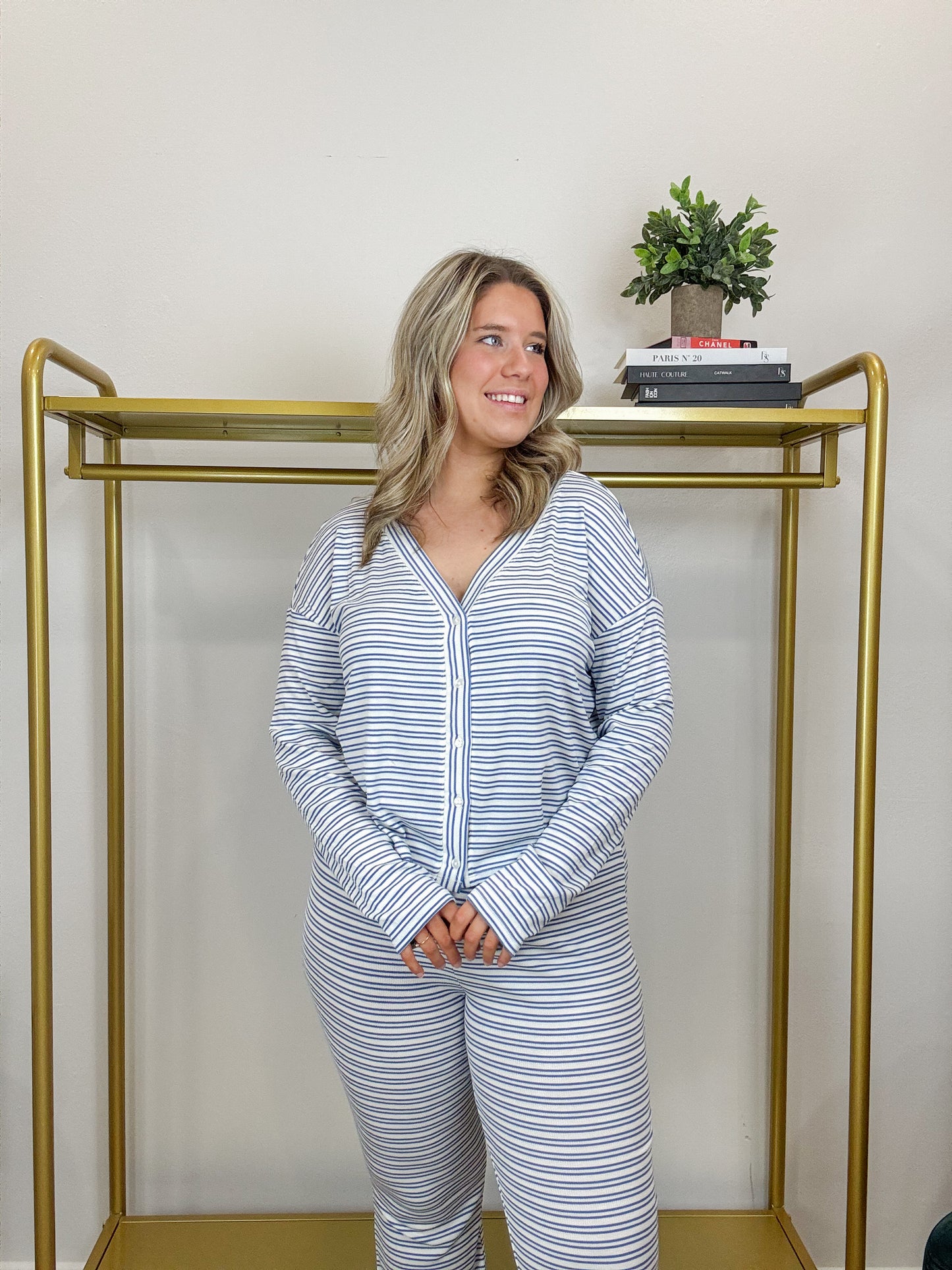 On The Coast Stripe Pant Vanilla Ice