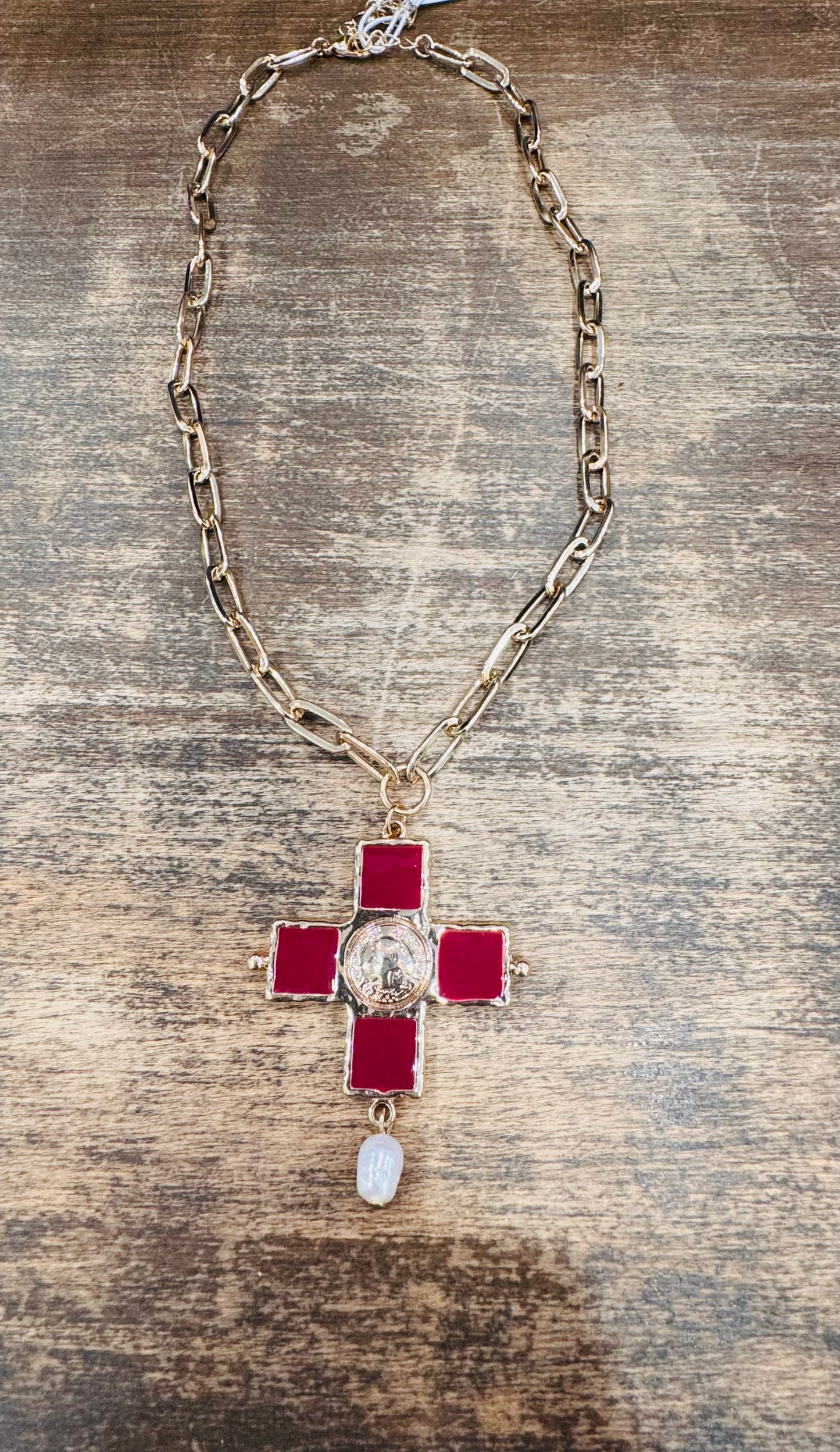 Crimson Faith Statement Necklace