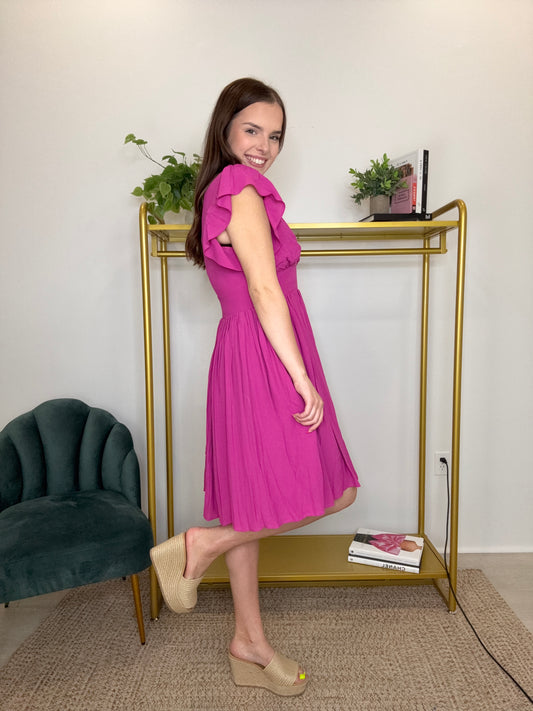 Purple Bougainvillier Ladies Woven Dress