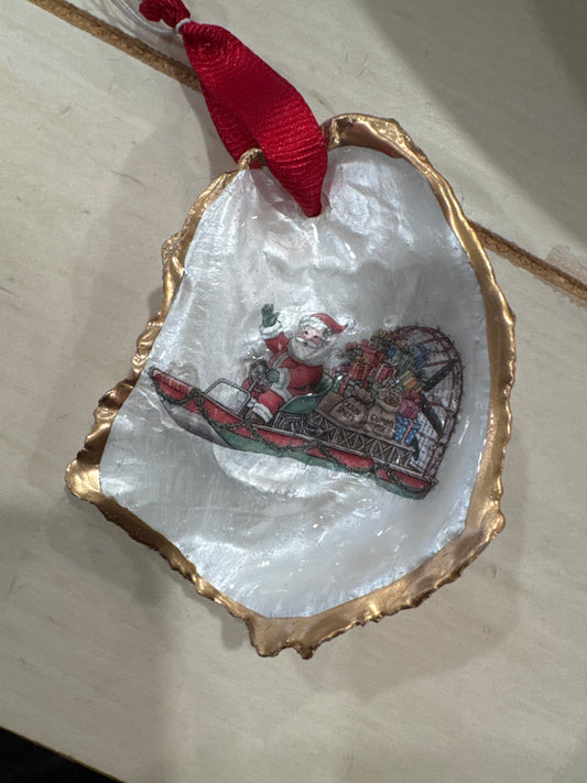 Santa’s Sleigh Oyster Ornament