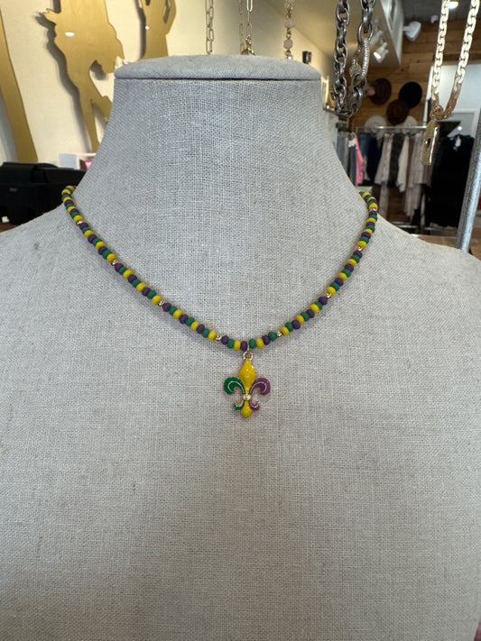 Fleur De Lis Mardi Gras Necklace