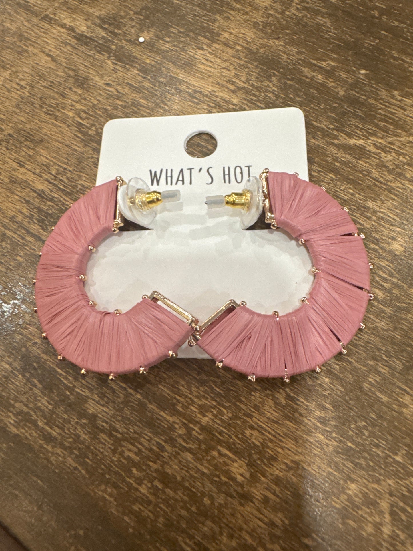 Blush Pink Raffia Wrap Earrings