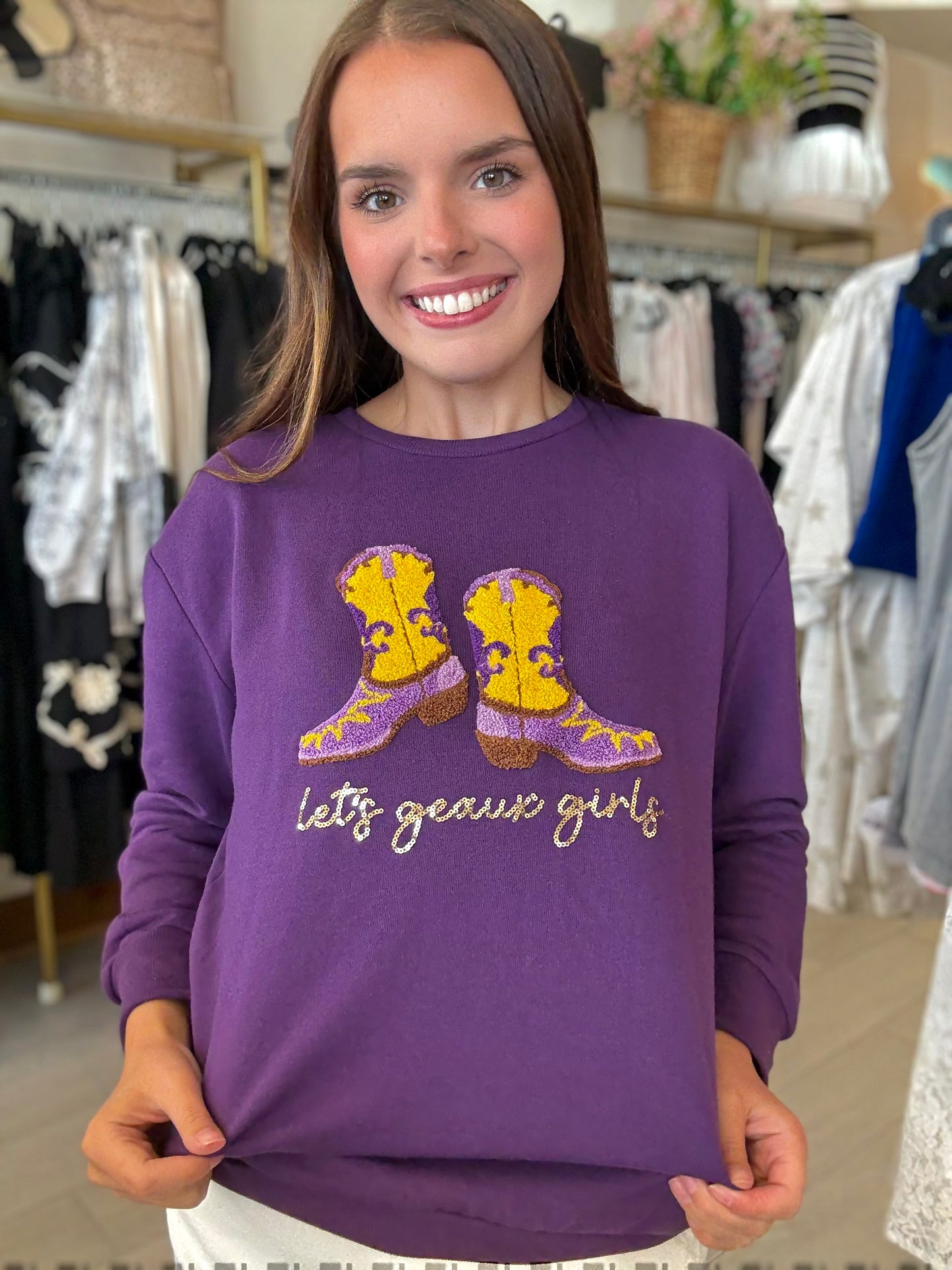Let's Geaux Girls Sequin Sweatshirt