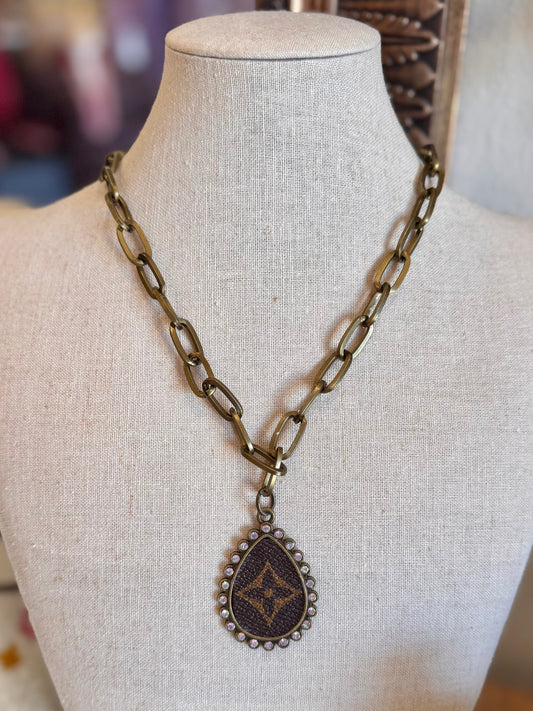 Wild Heart Upcycled LV Necklace