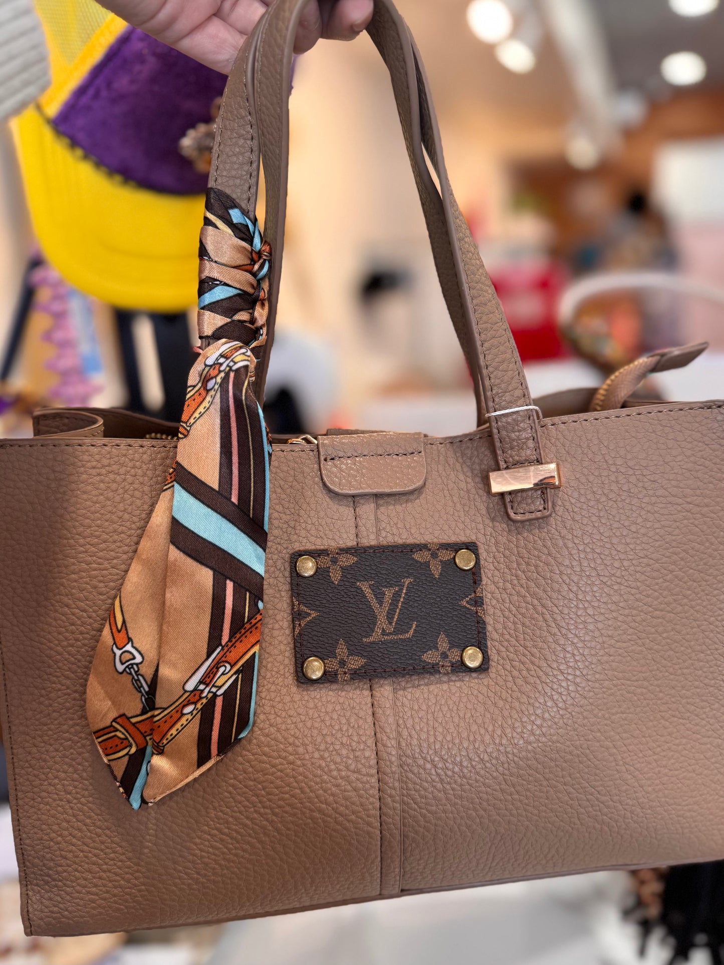 Saddle & Silk Upcycled LV Tote