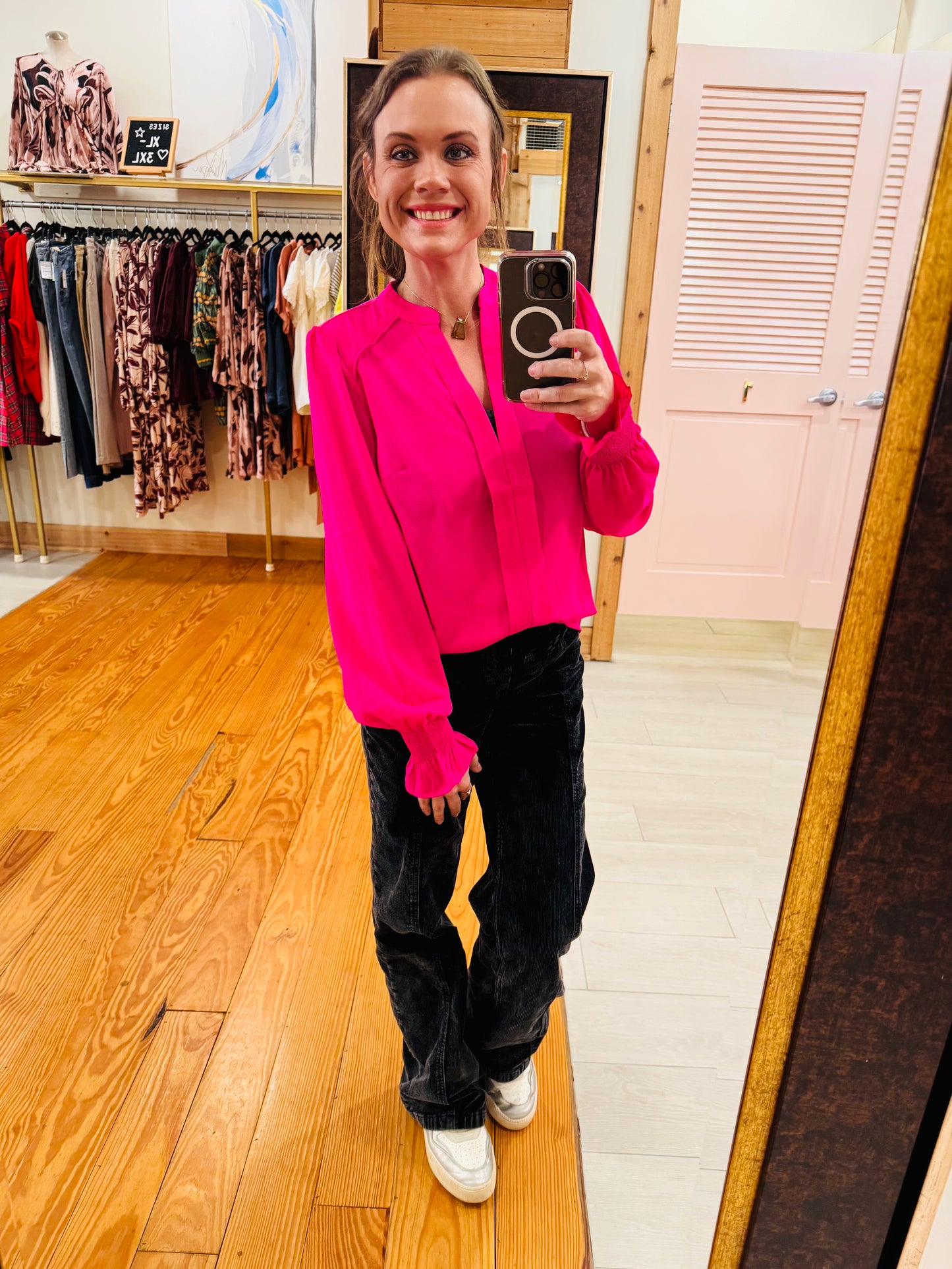 Casual Crush Smocked Blouse - Pink