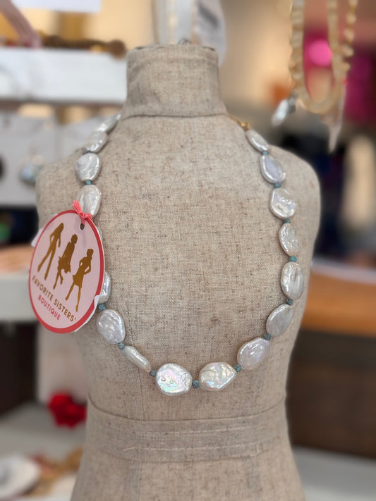 Coin Pearl & Brass Necklace Virtue