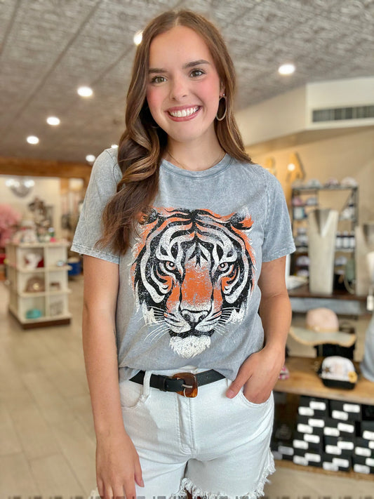 Slate Grey Tiger Graphic Tee