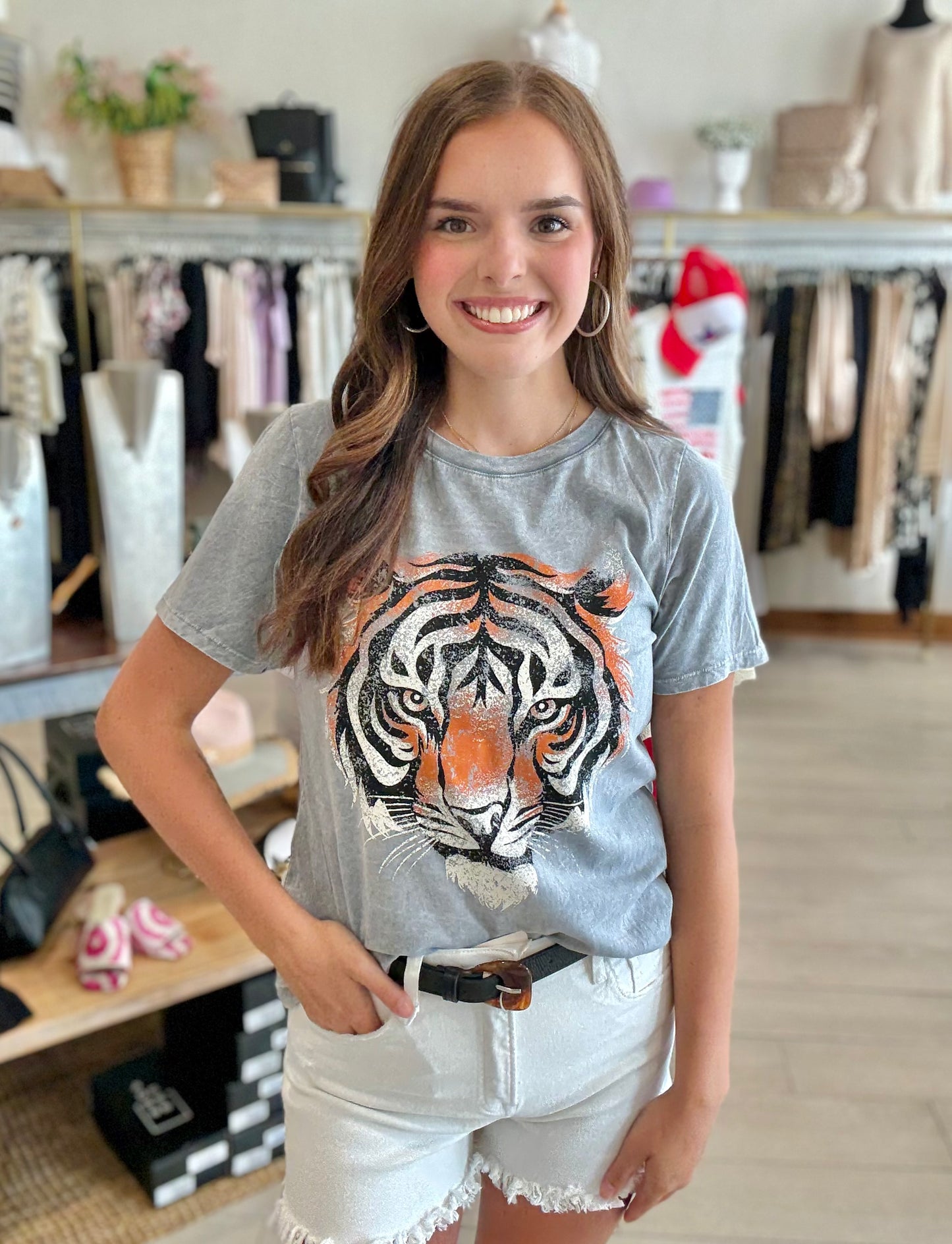 Slate Grey Tiger Graphic Tee