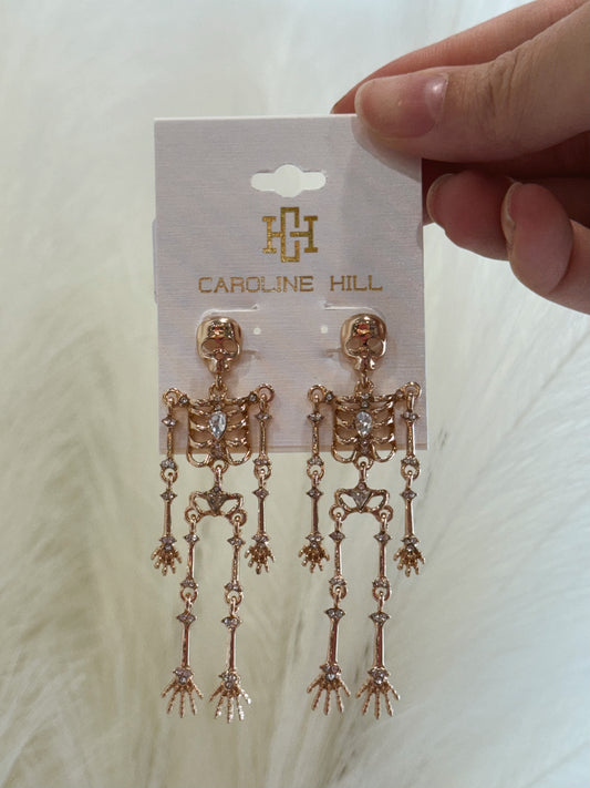 Spooky Skeleton Earring - Gold
