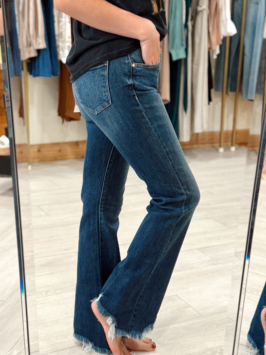 Mid Rise Flare Dark Jeans