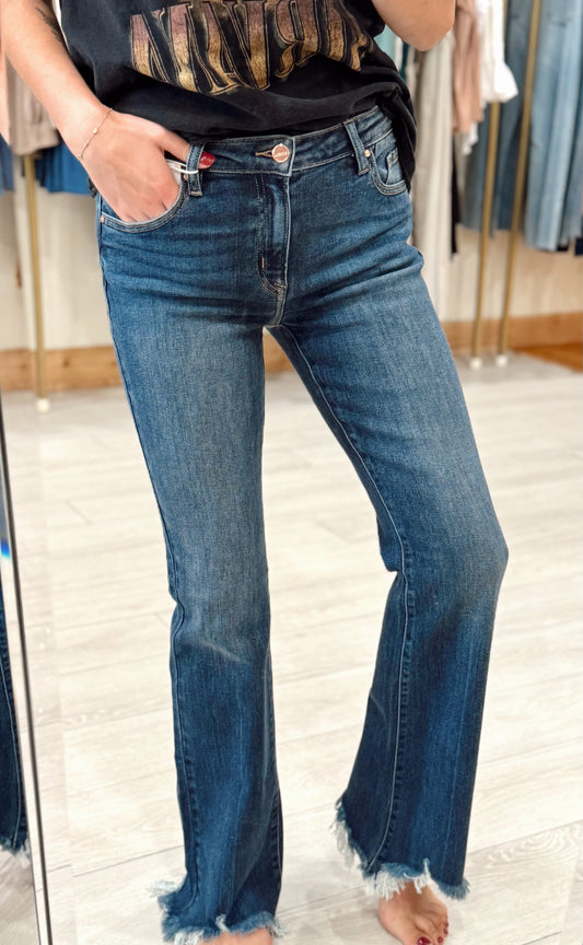 Mid Rise Flare Dark Jeans