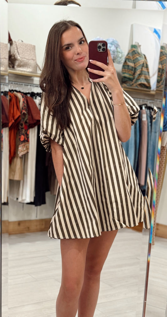 Espresso Stripe Poplin Dress
