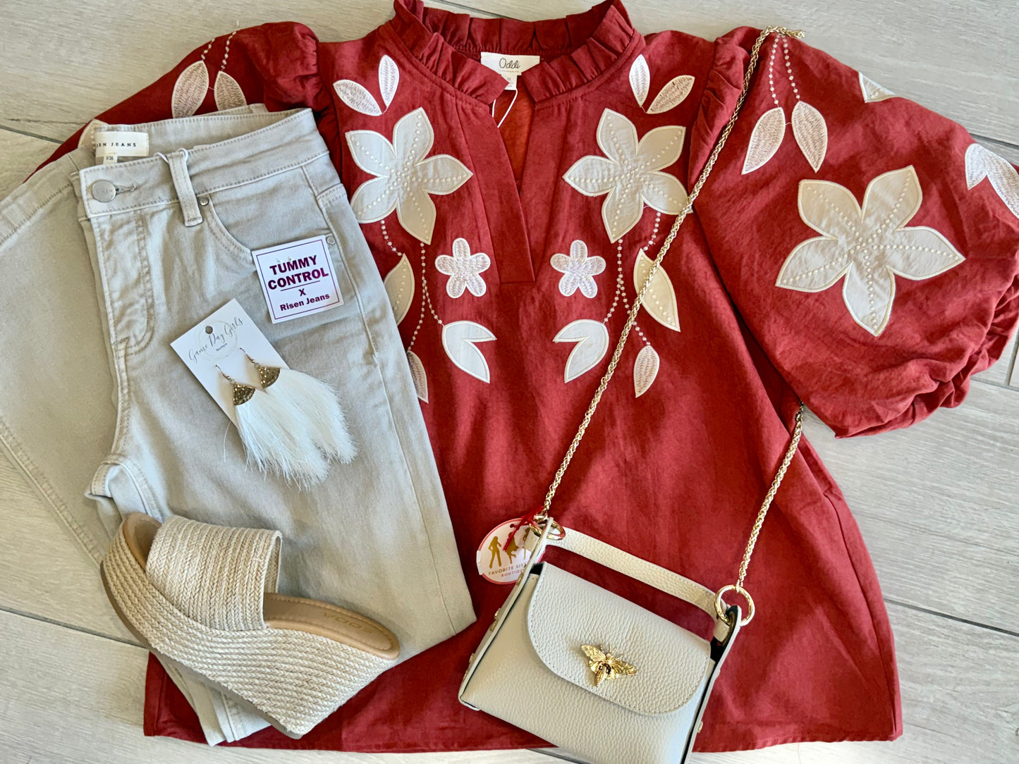 Rust Petal Embroidered Blouse