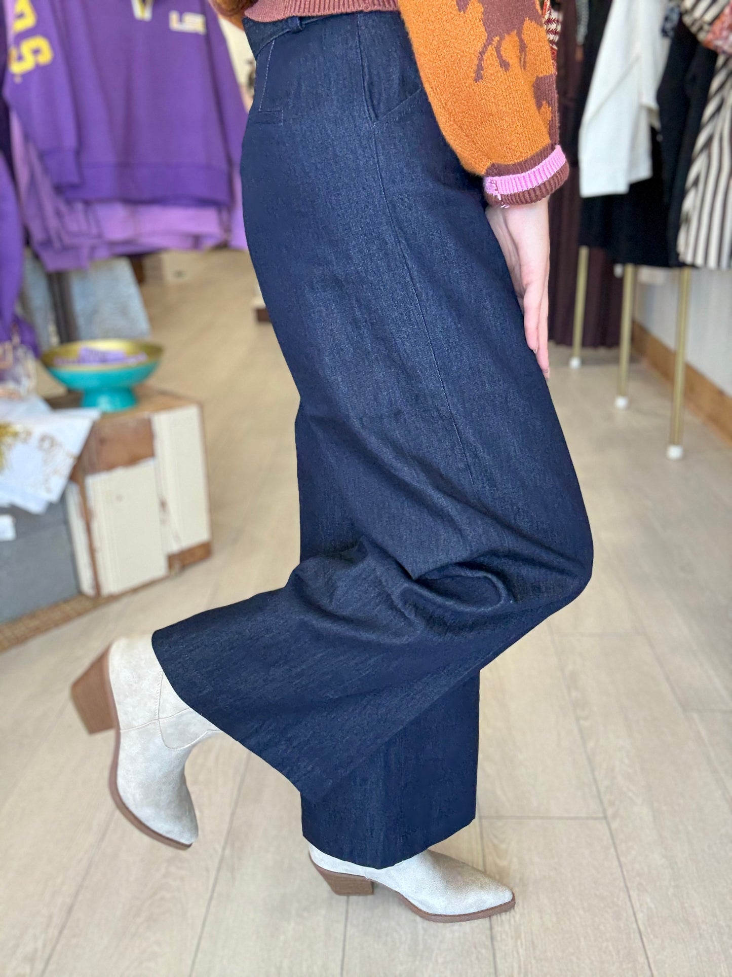 Nora Belted Denim Trouser