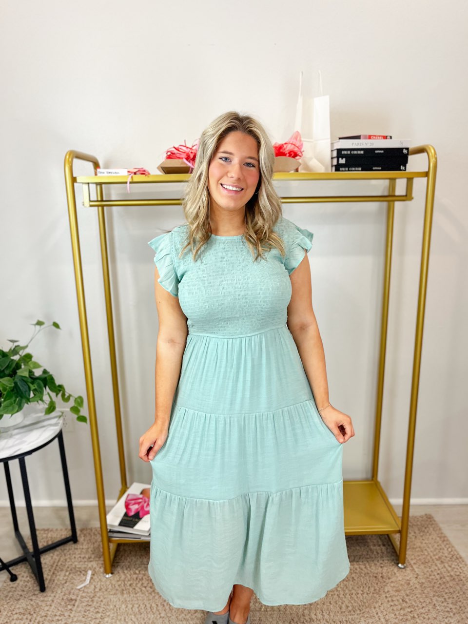 Smocked Midi Dress