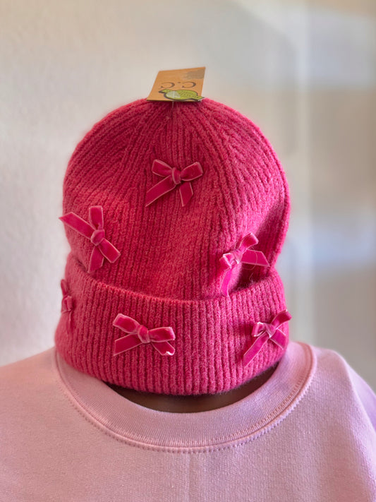 Pink Bow Beanie