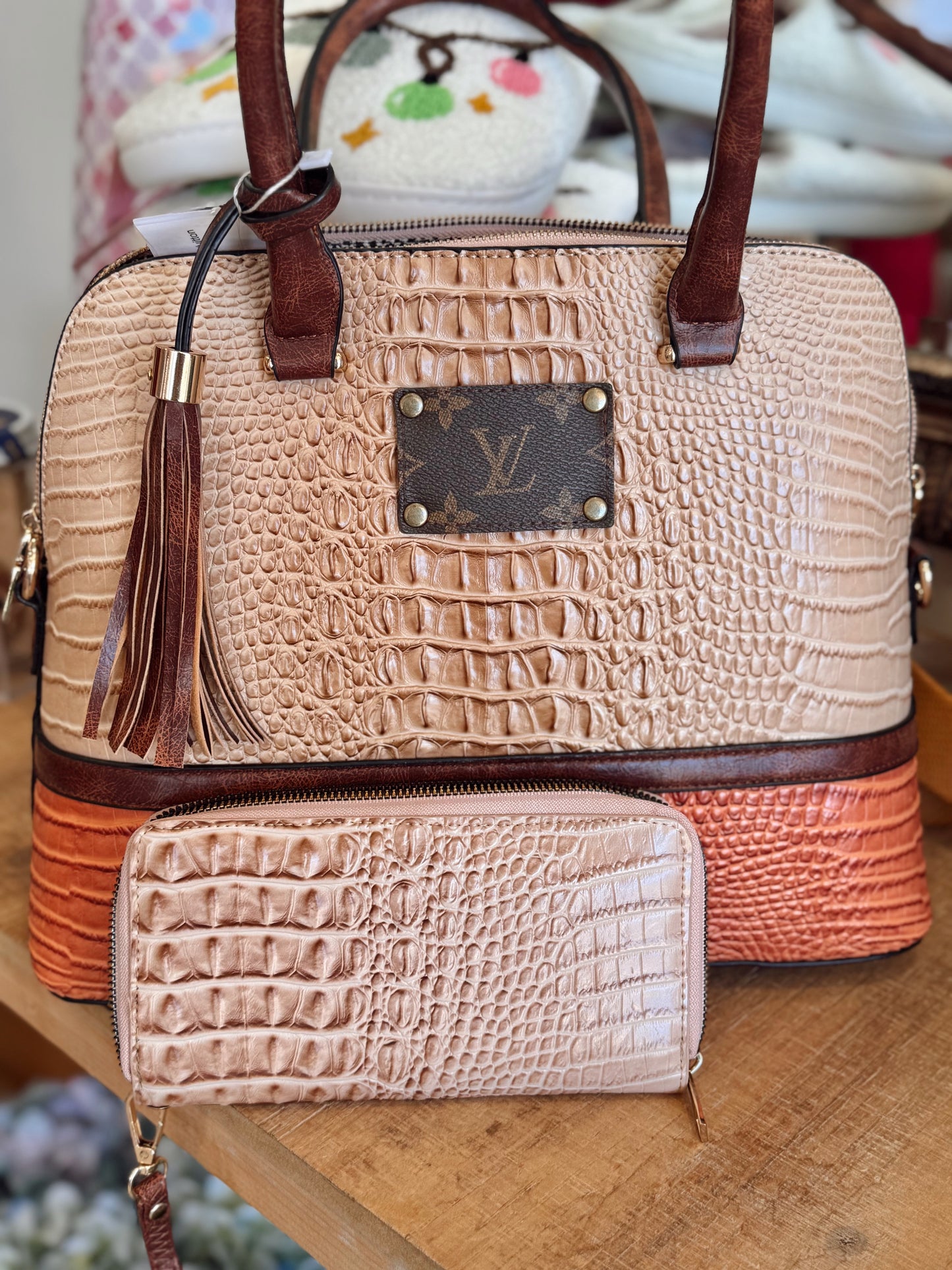 Crocodile Upcycled Louis Vuitton + Wallet