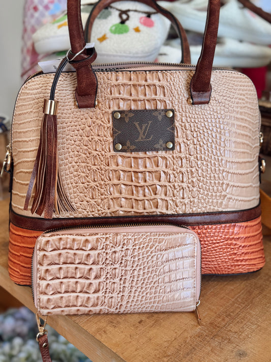 Crocodile Upcycled Louis Vuitton + Wallet