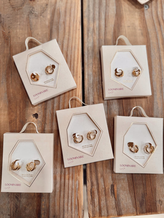 18K Gold Dipped and Silver Bubble Letter Earrings Initial Stud